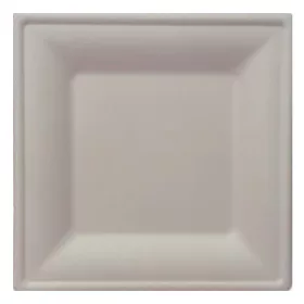   - Szögletes eldobható papírtányér KOMP cukornád lebomló 26x26 cm natúr 50 darabos