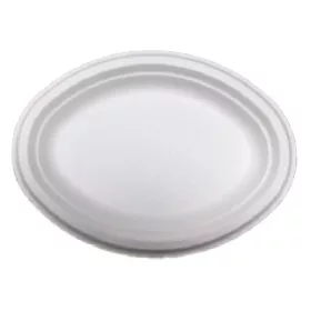   - Papírtányér eldobható ovális KOMP cukornád lebomló 25,4x19,05 cm natúr 125 darabos