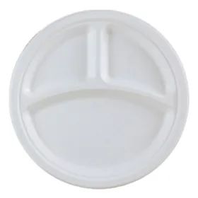   - Papírtányér eldobható 3 részes KOMP cukornád lebomló 3 részes 25,4 cm natúr 125 darabos
