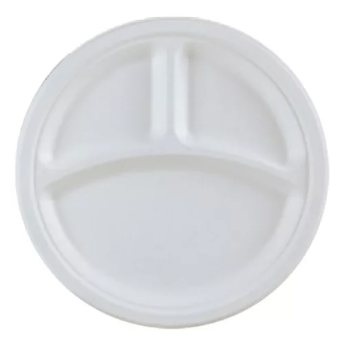 - Papírtányér eldobható 3 részes KOMP cukornád lebomló 3 részes 25,4 cm natúr 125 darabos