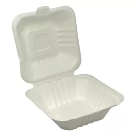   - Papírdoboz eldobható hamburgeres KOMP cukornád lebomló 15x15x7cm natúr 125 darabos