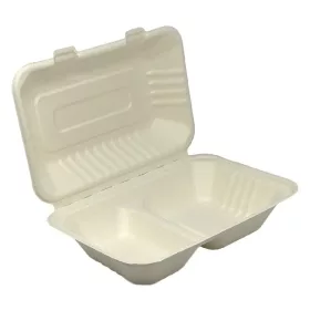   - Papírdoboz eldobható 2 részes ételes KOMP cukornád lebomló 23X15x8cm cm natúr 125 darabos