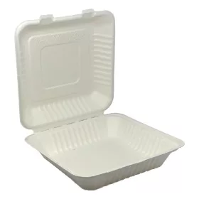   - Papírdoboz eldobható 1 részes ételes KOMP cukornád lebomló 23X23x8cm natúr 100 darabos