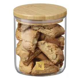 NESPRESSO Kávékapszula tartó üveg bambuszfedéllel