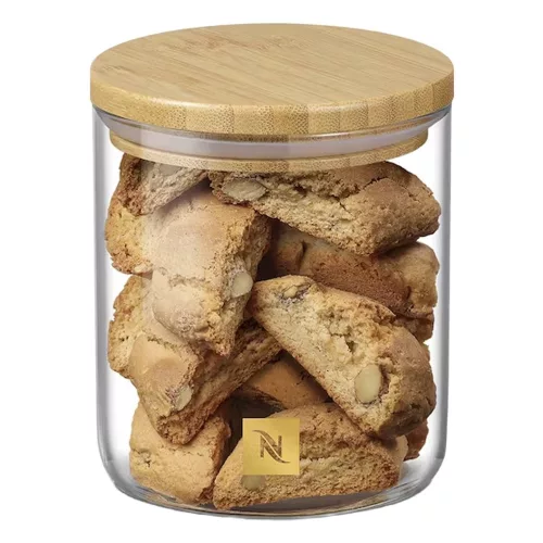 NESPRESSO Kávékapszula tartó üveg bambuszfedéllel