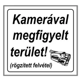   GUNGL DEKOR Matrica Kamerával megfigyelt terület fehér "A"