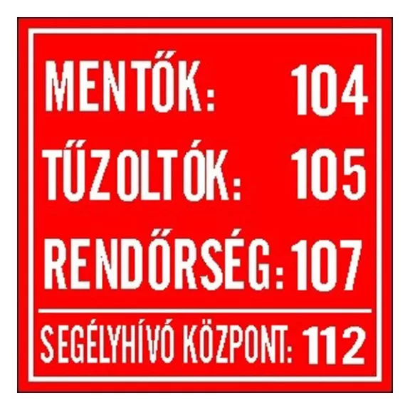 GUNGL DEKOR Matrica Mentő tűzoltó hívószámok piros "B" GUNGL DEKOR Matrica Mentő tűzoltó hívószámok piros "B"
