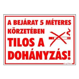   GUNGL DEKOR Piktogram A bejárat 5m-es körzetében tilos a dohányzás!piros