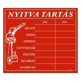   GUNGL DEKOR Piktogram Nyitva tartás /számokkal/ 7 napos piros