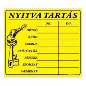   GUNGL DEKOR Piktogram Nyitva tartás /számokkal/ 7 napos sárga