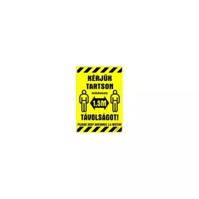   GUNGL DEKOR Matrica Kérjük tartson minimum 1,5 m távolságot sárga  16,5 x 11,5 cm "K"