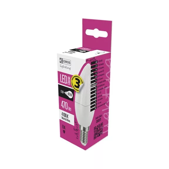 LED izzó EMOS E14 gyertya 4,2W természetes fény 4000K LED izzó EMOS E14 gyertya 4,2W természetes fény 4000K
