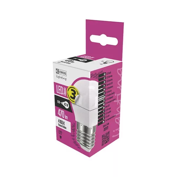 LED izzó EMOS E27 kisgömb 4,2W természetes fény 4000K LED izzó EMOS E27 kisgömb 4,2W természetes fény 4000K