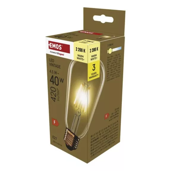 LED izzó EMOS Vintage E27 4,5 W természetes fény 2200K LED izzó EMOS Vintage E27 4,5 W természetes fény 2200K