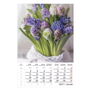   Falinaptár TOPTIMER T094 220x330mm álló Virágcsokrok 2027