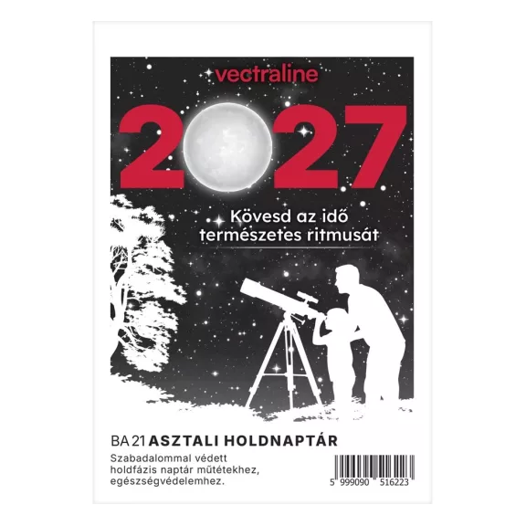 Asztali naptár VECTRALINE BA21 álló fehér lapos holdfázissal 2027 Asztali naptár VECTRALINE BA21 álló fehér lapos holdfázissal 2027
