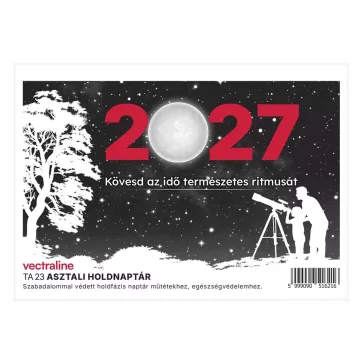   Asztali naptár VECTRALINE TA23 álló fehér lapos holdfázissal 2027