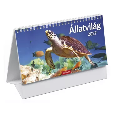   Asztali naptár képes TOPTIMER T058 álló fehér lapos Állatvilág 2027