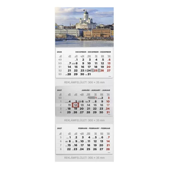 Speditőr naptár TOPTIMER T070 3 tömbös 3 havi Város 2027