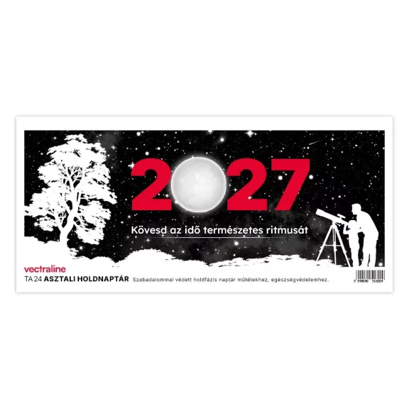 Asztali naptár VECTRALINE TA24 álló fehér lapos holdfázissal 2027 Asztali naptár VECTRALINE TA24 álló fehér lapos holdfázissal 2027