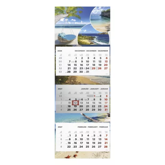 Speditőr naptár TOPTIMER T080 3 tömbös 3 havi Beach 2027 Speditőr naptár TOPTIMER T080 3 tömbös 3 havi Beach 2027