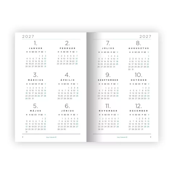 Határidőnapló LIZZYCALENDAR A/6 heti tűzött Excellent 2027 Határidőnapló LIZZYCALENDAR A/6 heti tűzött Excellent 2027