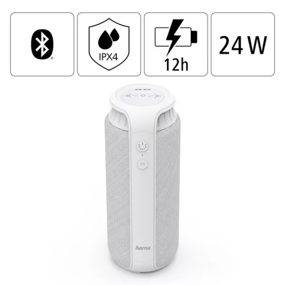 Hangszóró HAMA Pipe 2.0 Bluetooth 24W fehér Hangszóró HAMA Pipe 2.0 Bluetooth 24W fehér