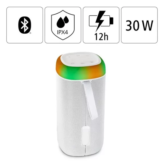 Hangszóró HAMA Shine 2.0 Bluetooth 30W RGB LED fehér Hangszóró HAMA Shine 2.0 Bluetooth 30W RGB LED fehér