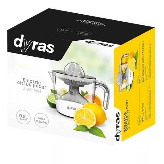 Gyümölcsfacsaró DYRAS J-881WH elektromos 20W fehér Gyümölcsfacsaró DYRAS J-881WH elektromos 20W fehér