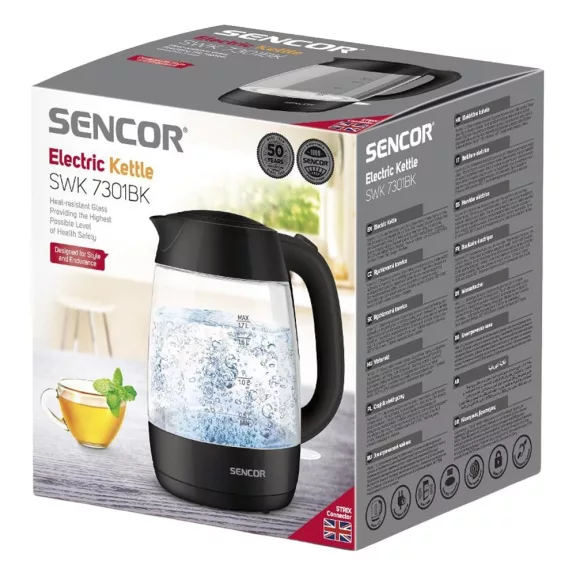 Üveg vízforraló SENCOR SWK 7301BK 2200W 1,7 liter fekete Üveg vízforraló SENCOR SWK 7301BK 2200W 1,7 liter fekete