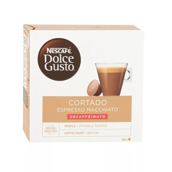 Kávékapszula NESCAFE Dolce Gusto Cortado koffeinmentes 16 kapszula/doboz Kávékapszula NESCAFE Dolce Gusto Cortado koffeinmentes 16 kapszula/doboz