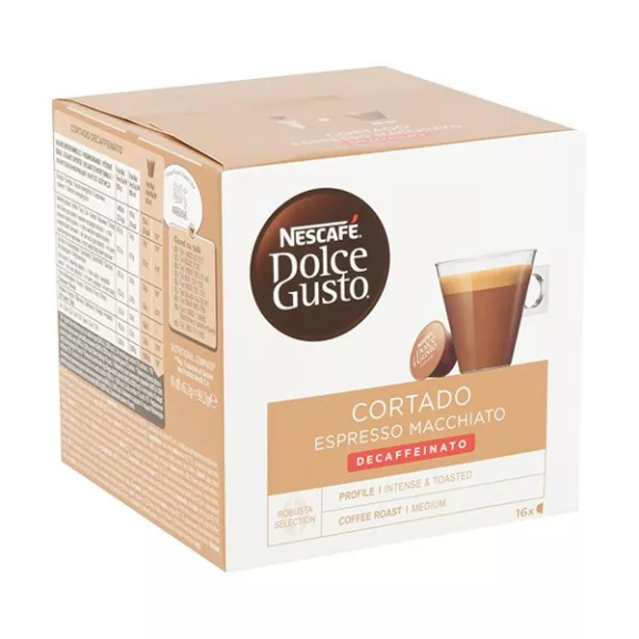 Kávékapszula NESCAFE Dolce Gusto Cortado koffeinmentes 16 kapszula/doboz Kávékapszula NESCAFE Dolce Gusto Cortado koffeinmentes 16 kapszula/doboz