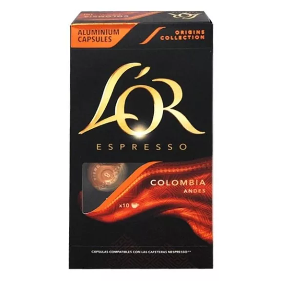 Kávékapszula L'OR Colombia Nespresso kompatibilis 10 kapszula/doboz Kávékapszula L'OR Colombia Nespresso kompatibilis 10 kapszula/doboz