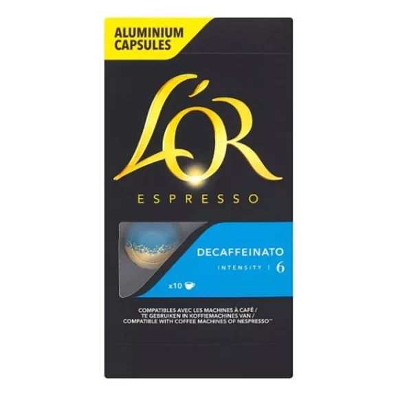 Kávékapszula L'OR Ferrari Decaffeinato koffeinmentes Nespresso kompatibilis 10 kapszula/doboz Kávékapszula L'OR Ferrari Decaffeinato koffeinmentes Nespresso kompatibilis 10 kapszula/doboz