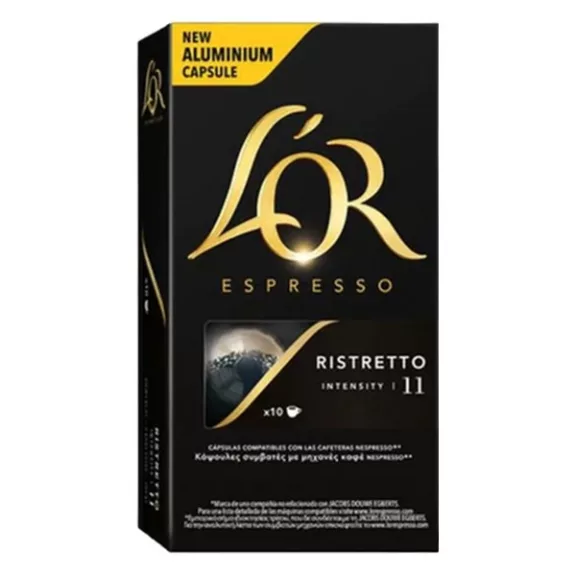 Kávékapszula L'OR Ristretto Nespresso kompatibilis 10 kapszula/doboz Kávékapszula L'OR Ristretto Nespresso kompatibilis 10 kapszula/doboz