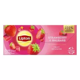Gyümölcstea LIPTON Eper-Rebarbara 20 filter/doboz
