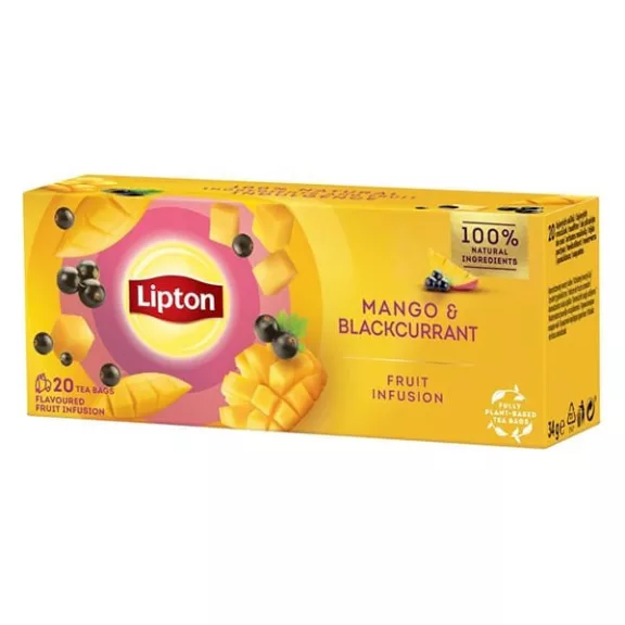 Gyümölcstea LIPTON Mangó-Feketeribizli 20 filter/doboz Gyümölcstea LIPTON Mangó-Feketeribizli 20 filter/doboz