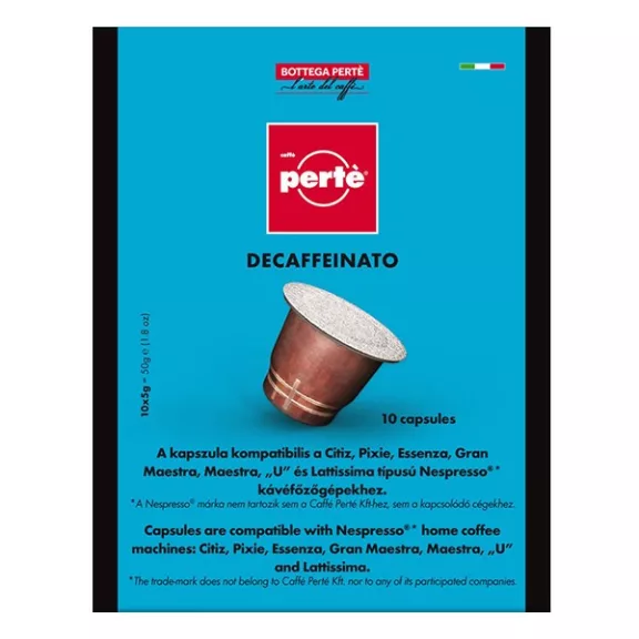 Kávékapszula CAFFÉ PERTÉ koffeinmentes 100% arabica 10 darab/doboz Kávékapszula CAFFÉ PERTÉ koffeinmentes 100% arabica 10 darab/doboz