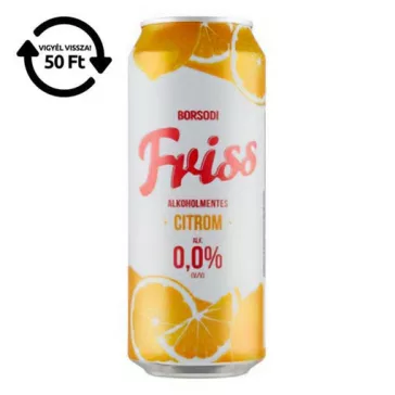 Alkoholmentes sör BORSODI Friss citrom 0,0% 500 ml DRS