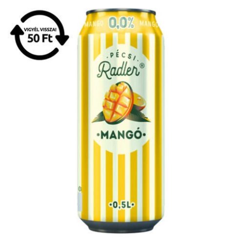 PÉCSI SÖR Alkoholmentes sör PÉCSI RADLER mangó 0,0% 500 ml DRS
