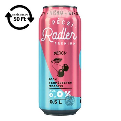 PÉCSI SÖR Alkoholmentes sör PÉCSI RADLER meggy 0,0% 500 ml DRS