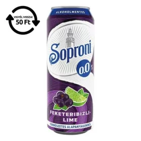   Alkoholmentes sör SOPRONI fekete ribizli-lime 0,0% 500 ml DRS