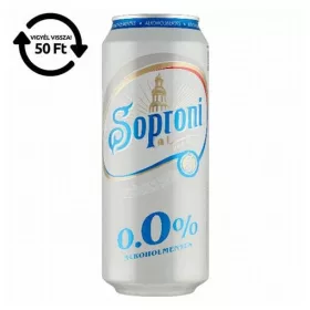 Alkoholmentes sör SOPRONI 0,0% 500 ml DRS