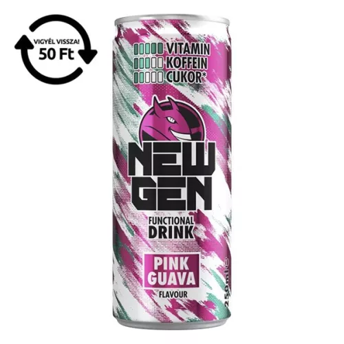 Üdítőital szénsavas HELL Newgen Pink guava 0,25L DRS