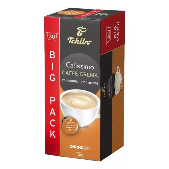 Kávékapszula TCHIBO Cafissimo Caffé Crema Rich Aroma 30 kapszula/doboz Kávékapszula TCHIBO Cafissimo Caffé Crema Rich Aroma 30 kapszula/doboz