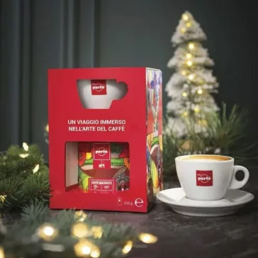   Ajándékcsomag CAFFÉ PERTÉ Art of Coffee őrölt kávé hengerben 250 g + csésze szett