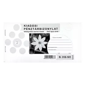   - Nyomtatvány kiadási pénztárbizonylat költségvetési szervek részére fekvő 25x2 lapos