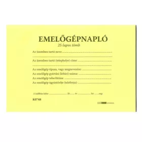 - Nyomtatvány emelőgépnapló A/5 fekvő