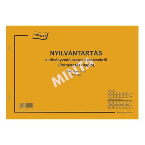 - Nyomtatvány permetezési napló
