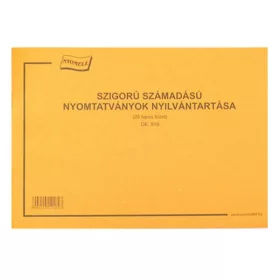   - Nyomtatvány szigorú számadású nyilvántartó füzet A/4 25 lapos fekvő